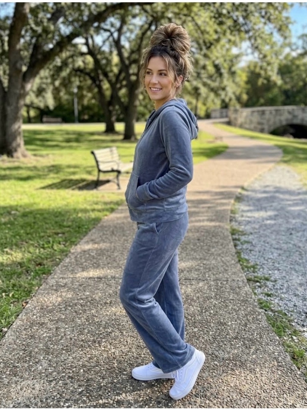 Women's Plush Hoodie & Jogger Set in Blue Gray